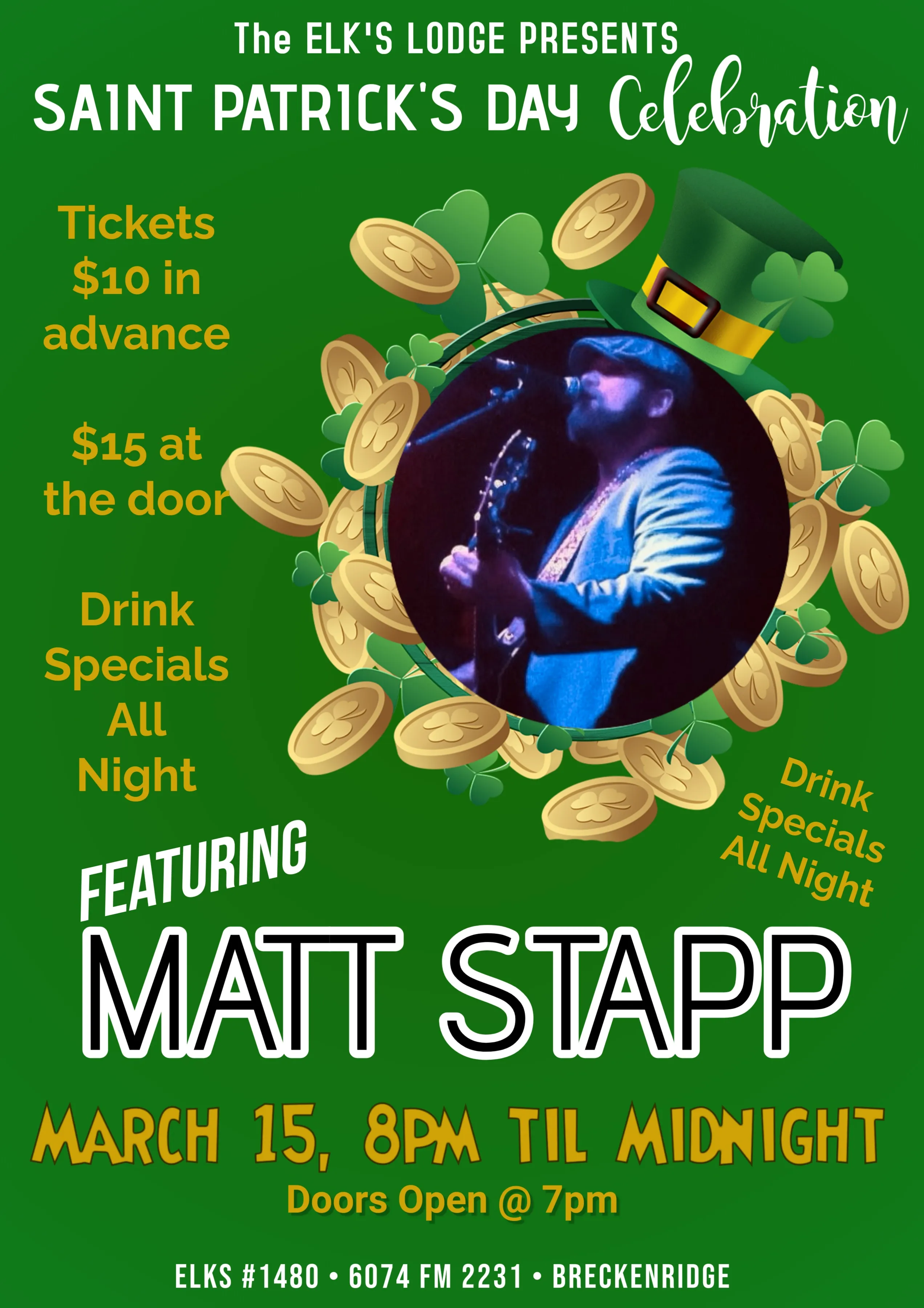 St Patrick's Day Celebration Featuring Matt Stapp
