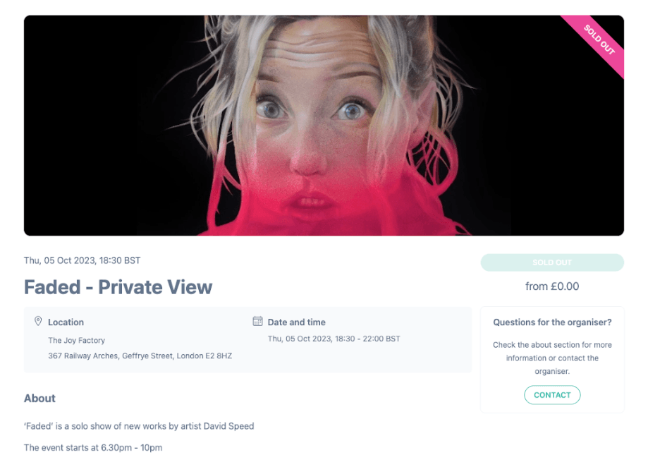 A screenshot of Tixtree's first sold out.